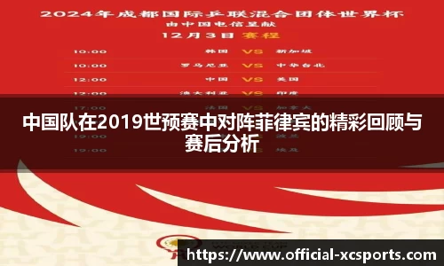 中国队在2019世预赛中对阵菲律宾的精彩回顾与赛后分析
